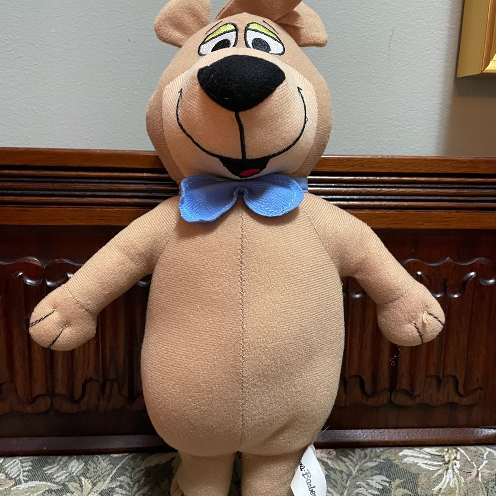 Hanna Barbera Brown Cartoon Yogi Bear Plush Toy with Blue Bow